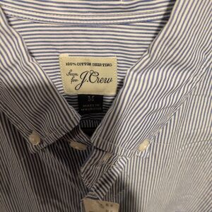 J. Crew Men's Blue and White Striped Shirt